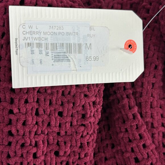 BILLABONG Cherry Moon Pullover Sweater Sz M Maroon Red Woven Knit Cowl Neck Cozy - Picture 7 of 9